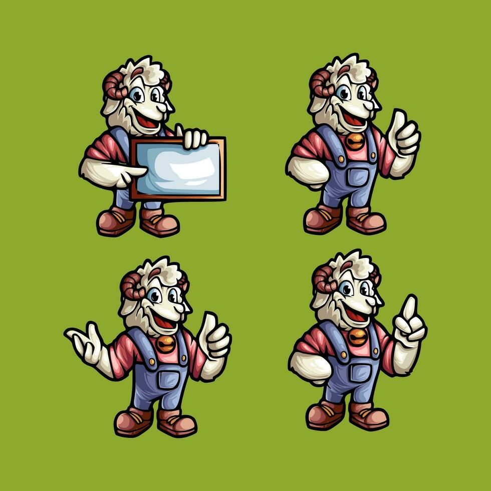 Sheep Farmer Mascot Logo Design vector