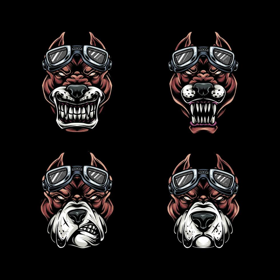 Bulldog biker with a helmet illustration vector