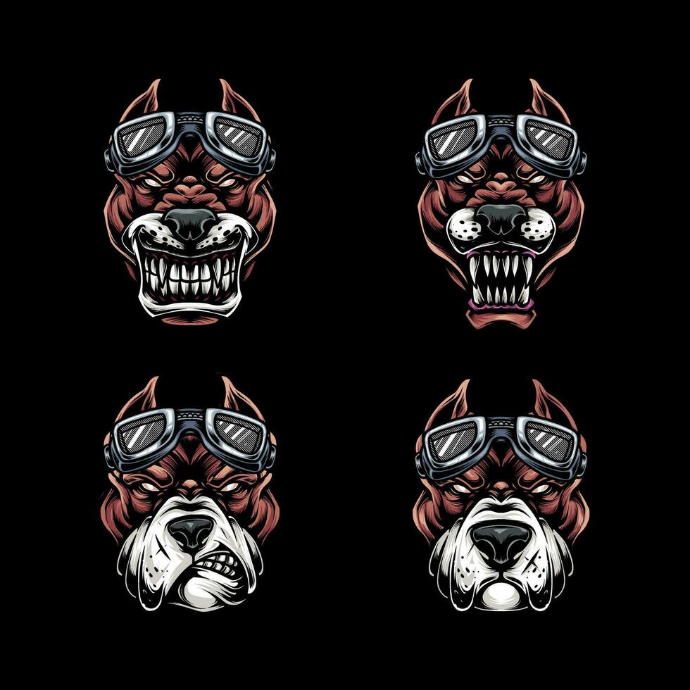 buldog motorista con un casco ilustración vector