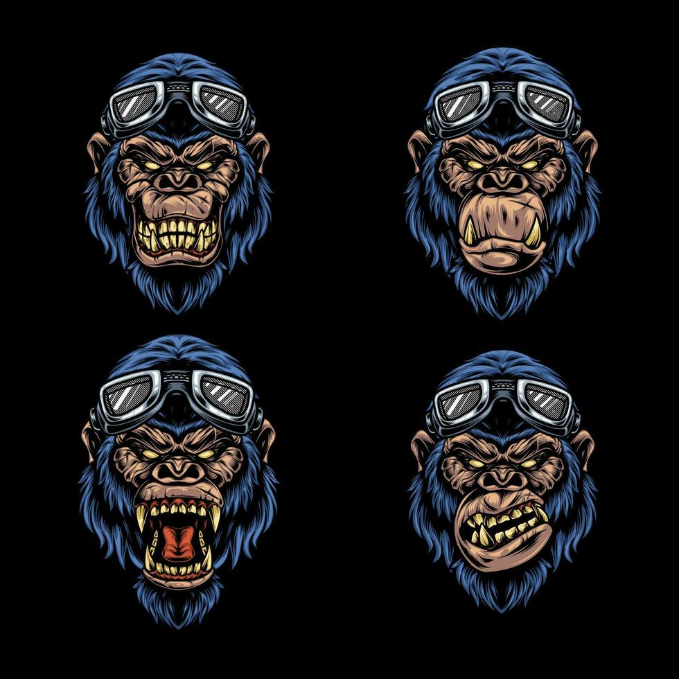 Gorilla Biker with motorbike attributes 6 vector