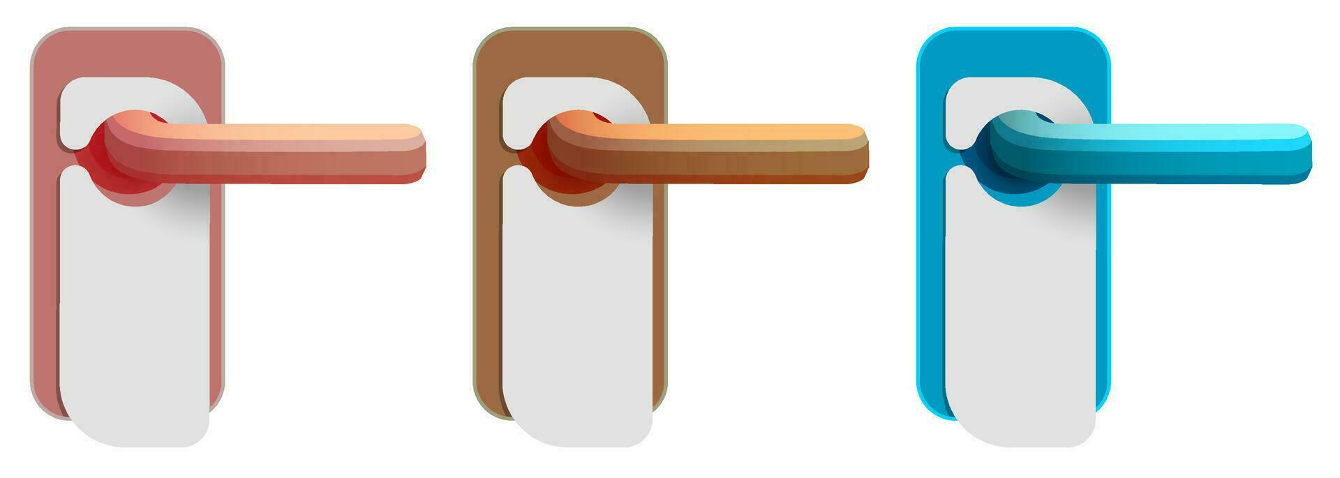 doorknob in cartoon style with with label for do not disturb or other message. Isolated vector on white background