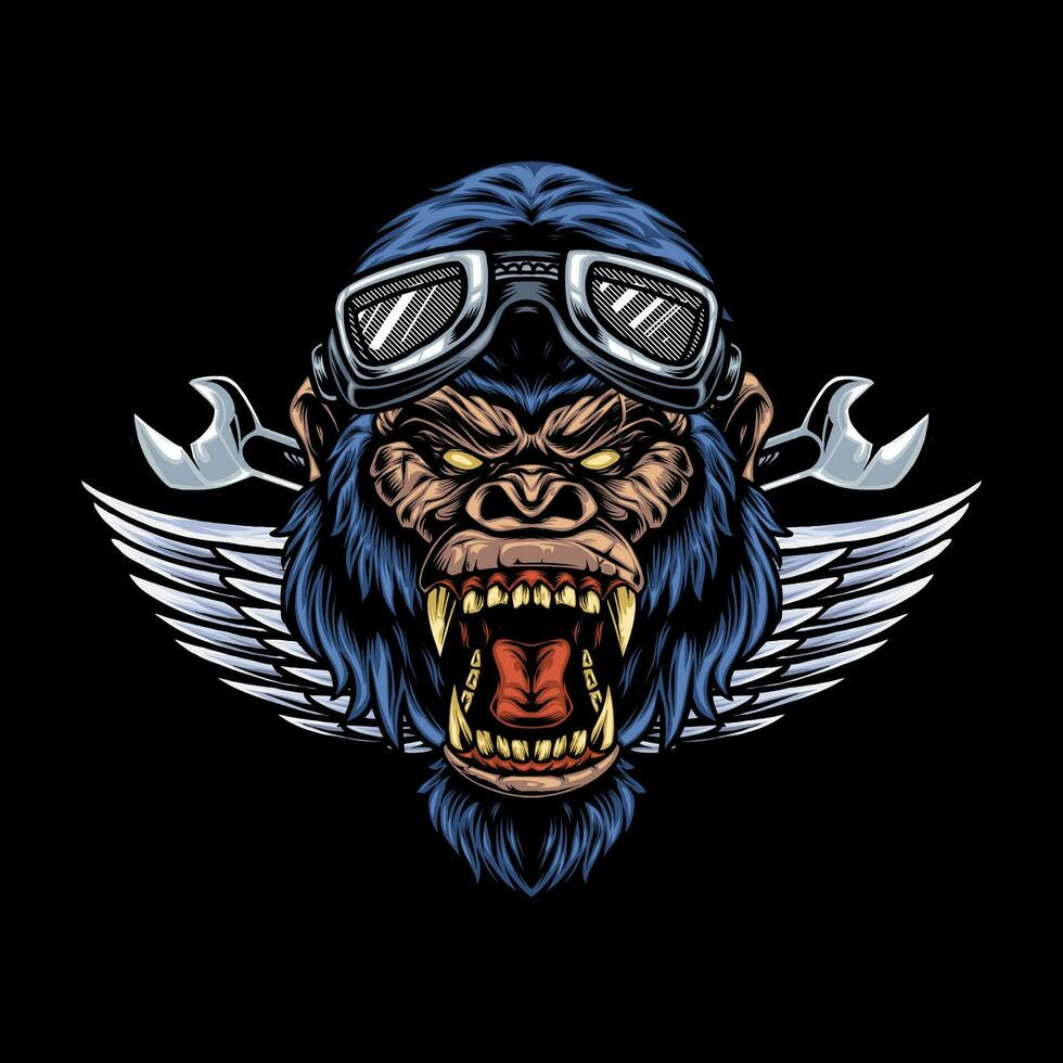 Gorilla Biker with motorbike attributes 3511 - 530-04.eps vector