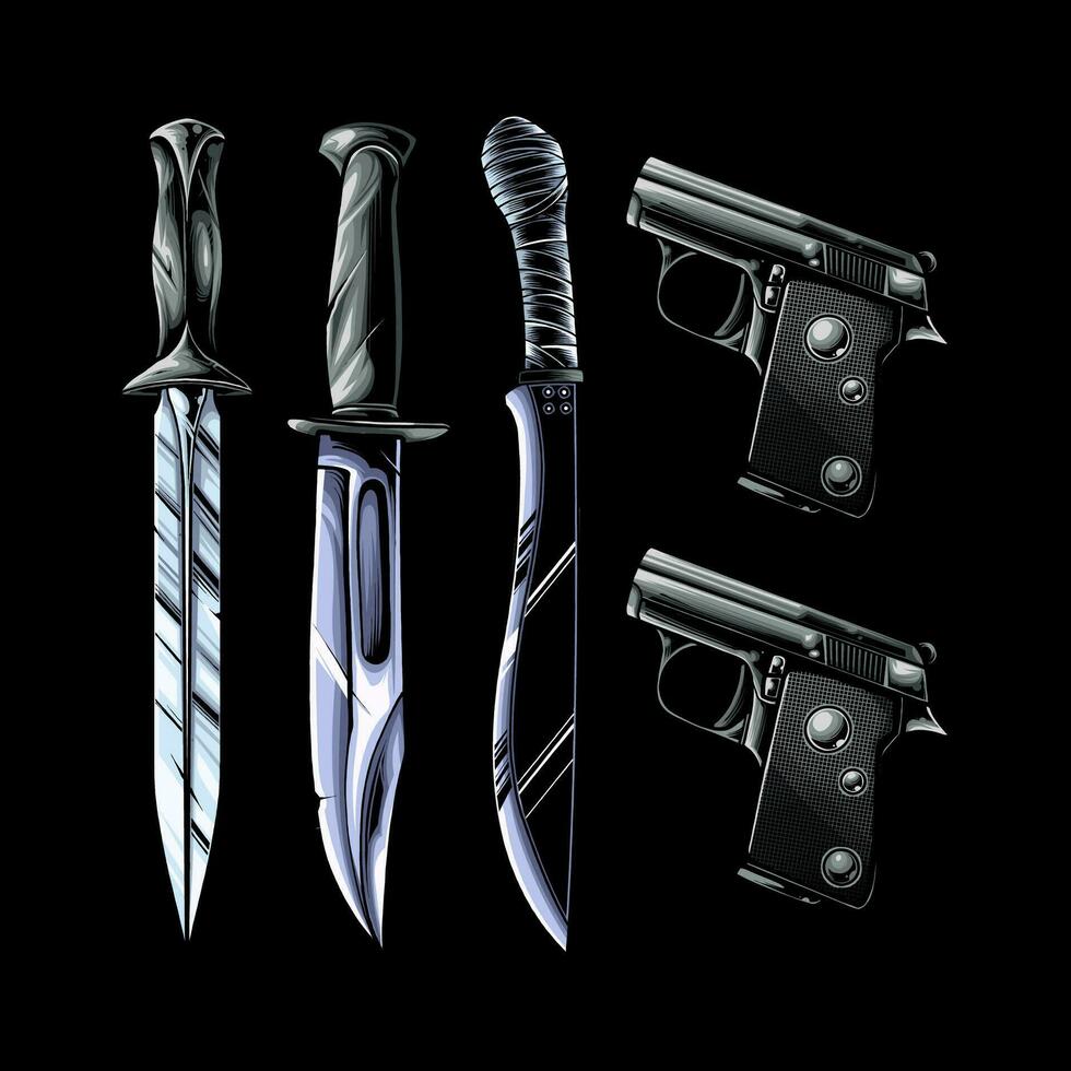 Weapons guns Illustration 4 vector