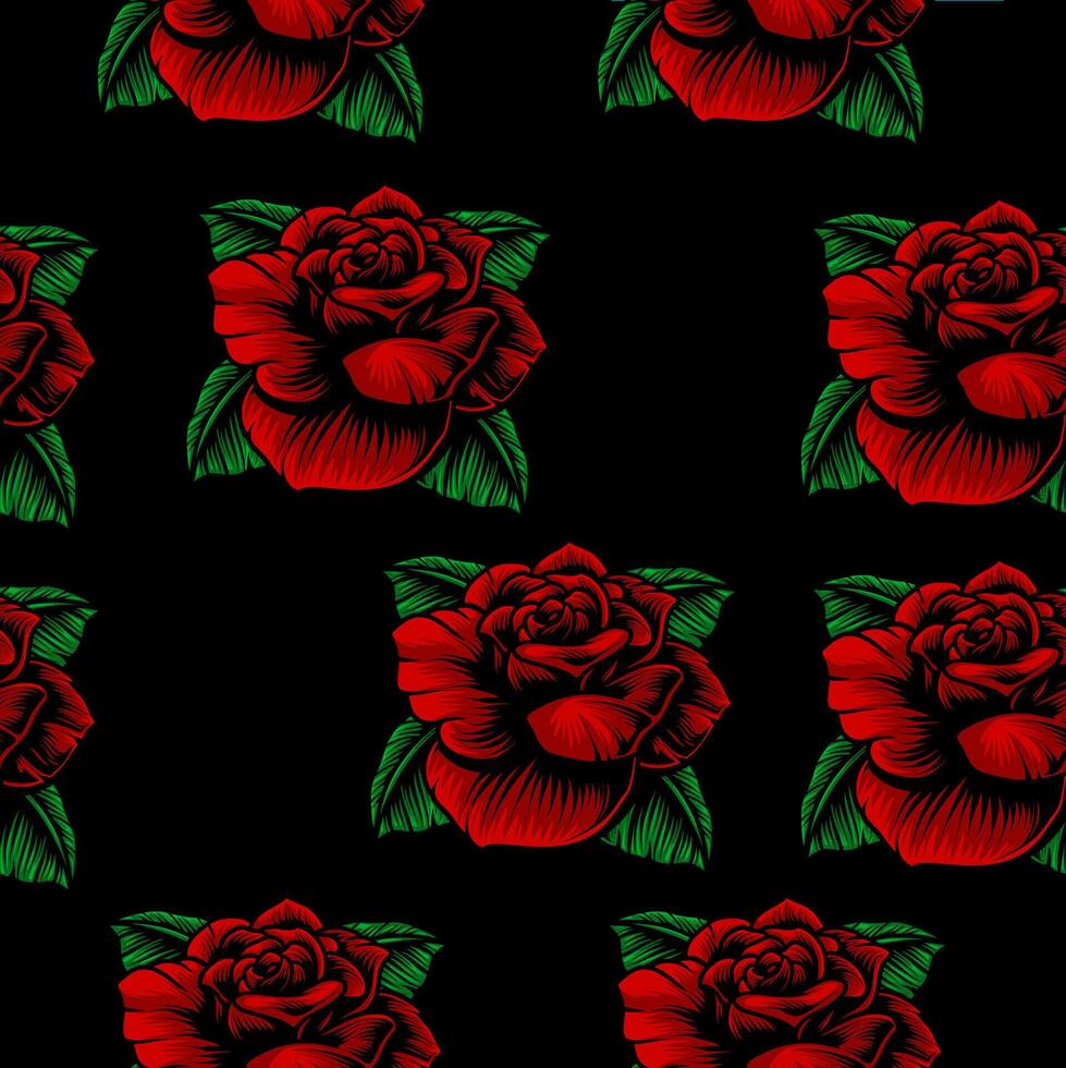 Seamless pattern with red roses , vector illustration