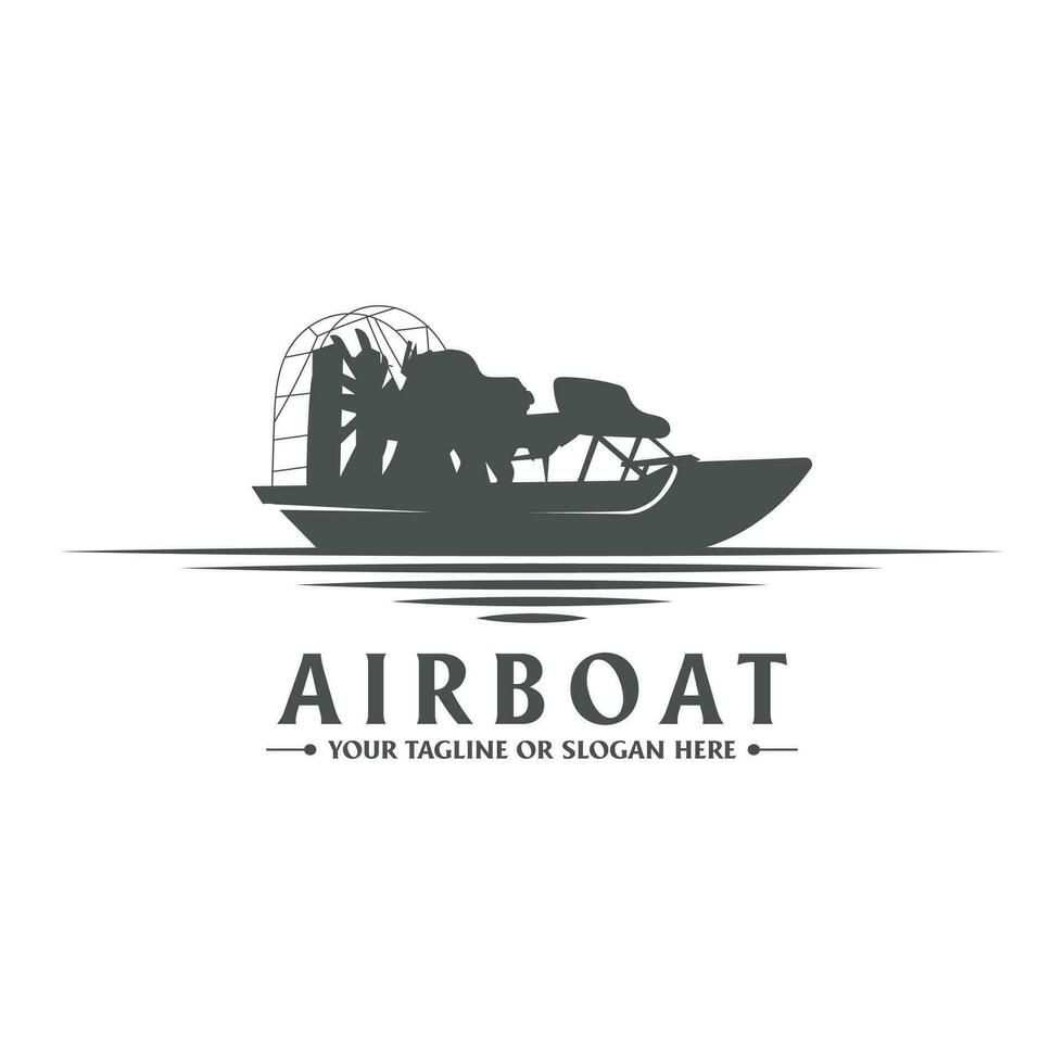 Clásico retro bote de aire en el río Arroyo lago pantano icono ilustración logo diseño vector