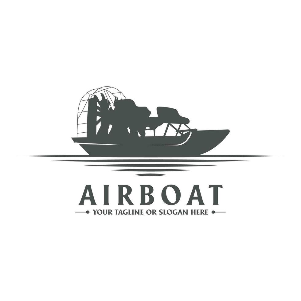 Vintage Retro Airboat on the River Creek Lake Swamp Icon Illustration Logo Design vector