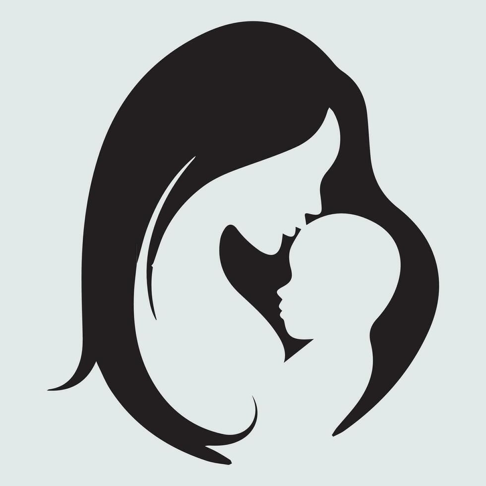 mother and baby silhouette vector