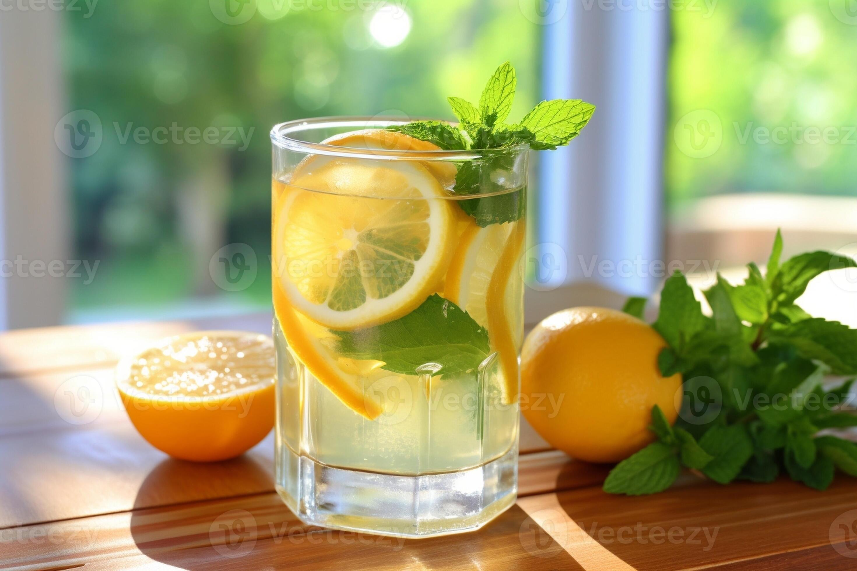 orange and lemon water with basil, Generative AI 30730607 Stock Photo at Vecteezy