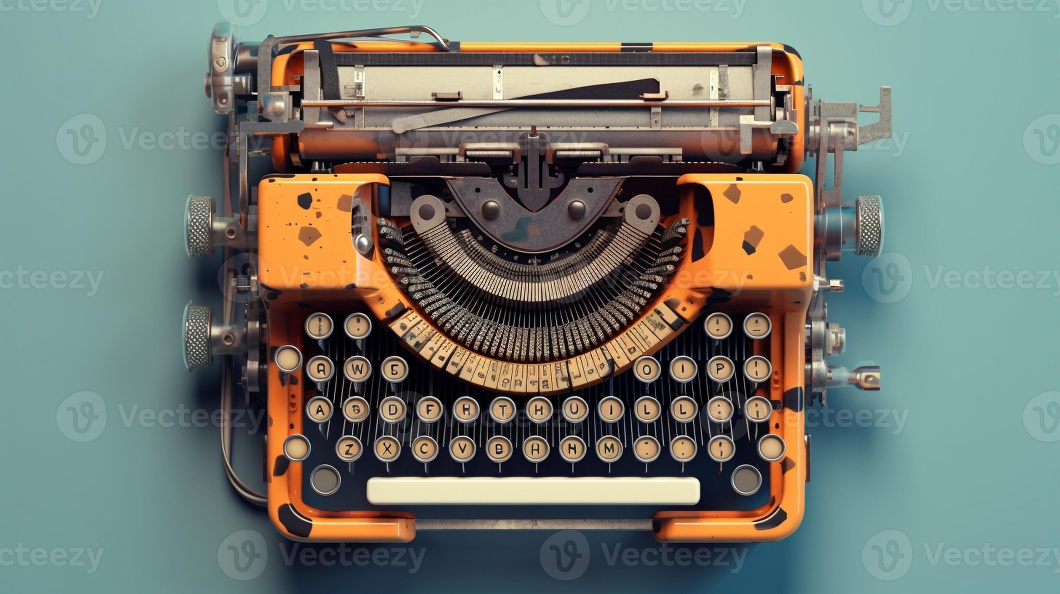 Details of an old retro typewriter vintage style dusty surfaces