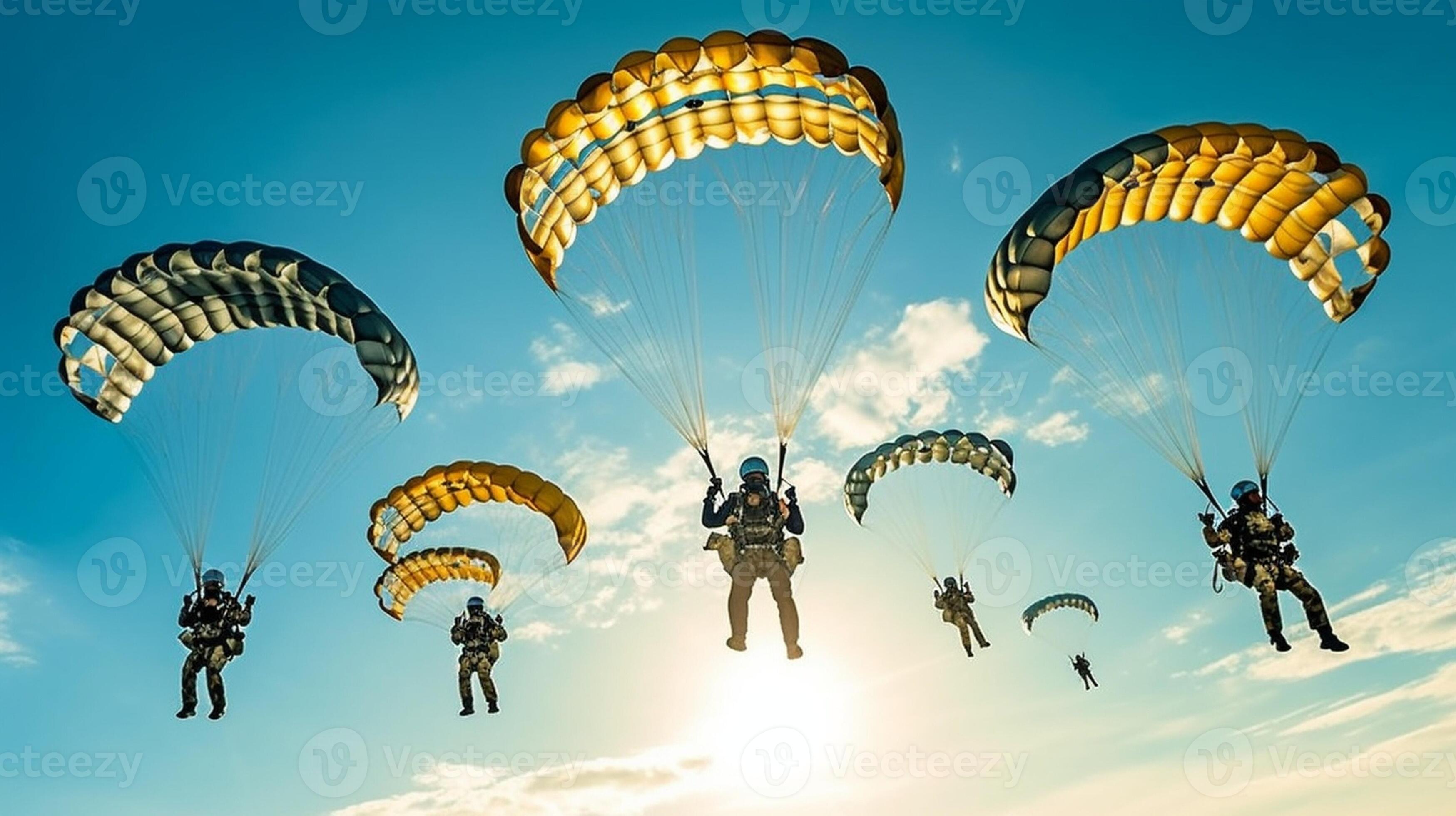 Jumping Parachutists, Generative AI 30732218 Stock Photo at Vecteezy