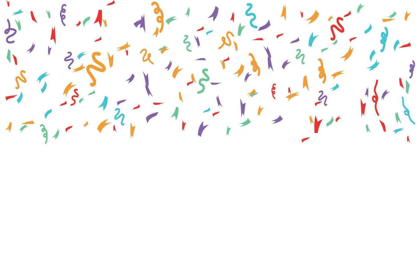 Blank holiday banner with colorful confetti. Background with copy space for birthday, christmas, anniversary. Flat vector cartoon illustration.