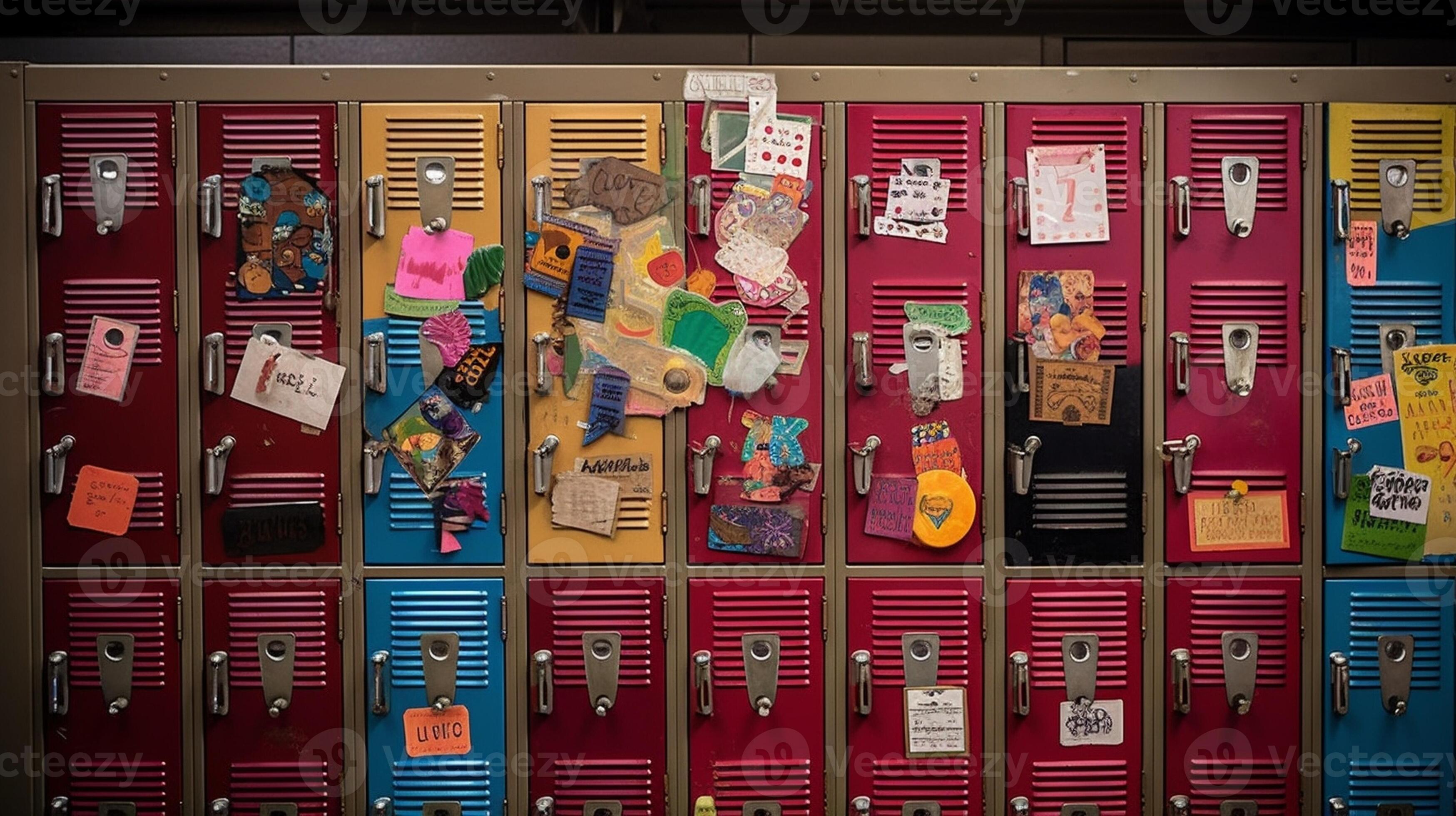 Close Up Of Student Lockers In High School, Generative AI 30734729