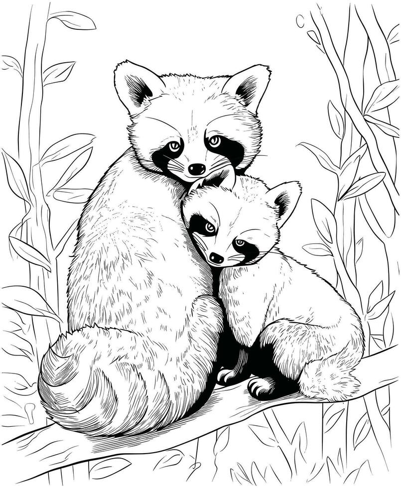 rojo panda colorante página ilustraciones y vectores