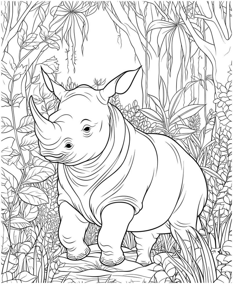 Rhinoceros Coloring Page Illustrations and Vectors 30735309 Vector Art