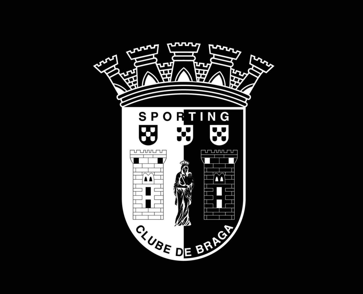 deportivo braga club logo símbolo blanco Portugal liga fútbol americano resumen diseño vector ilustración con negro antecedentes