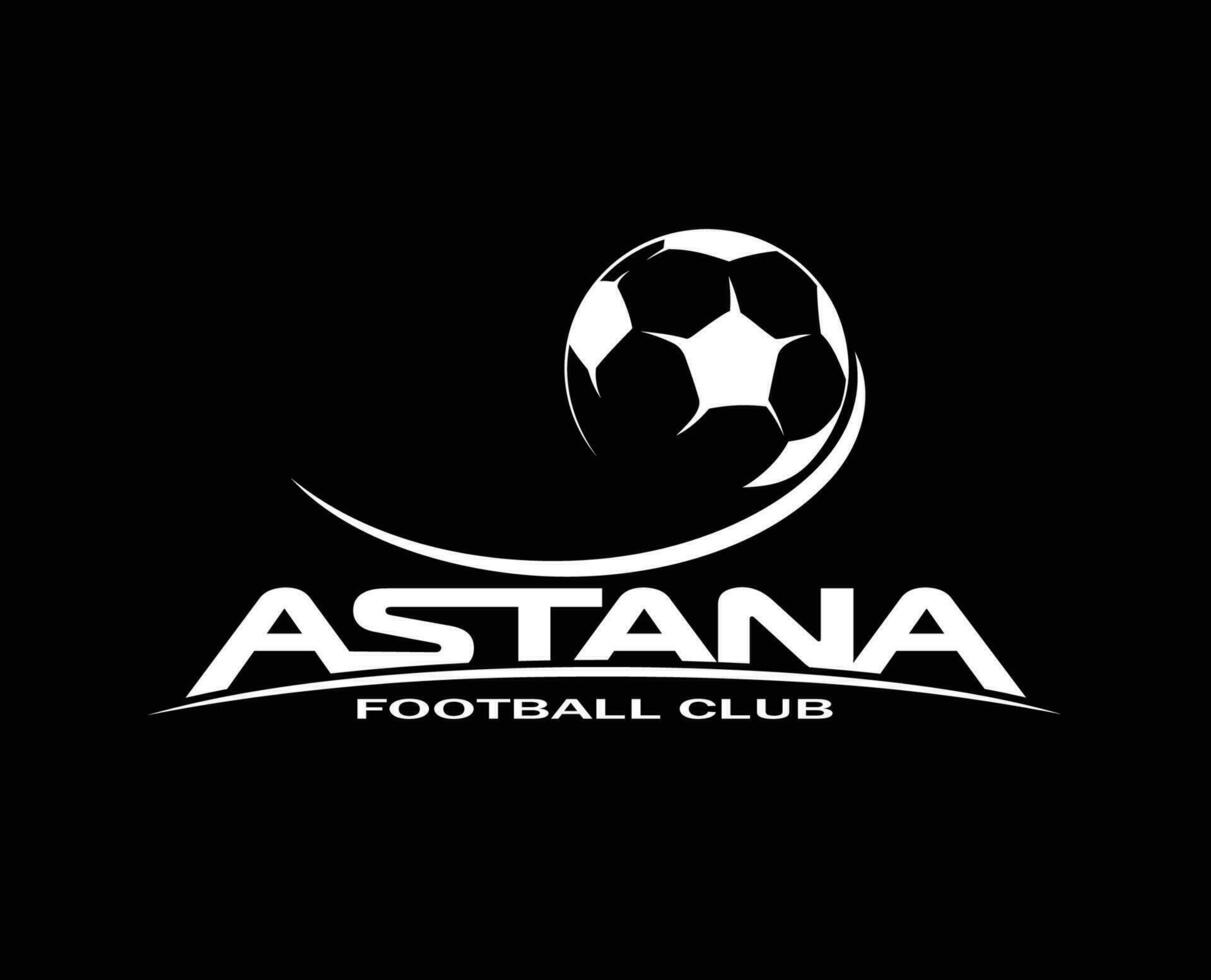 fc astana club logo símbolo blanco Kazajstán liga fútbol americano resumen diseño vector ilustración con negro antecedentes