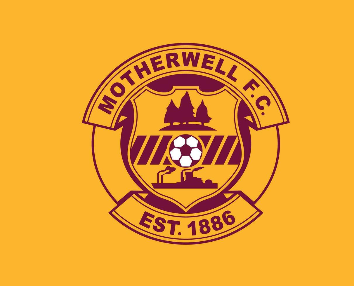 Motherwell fc club logo símbolo Escocia liga fútbol americano resumen diseño vector ilustración con amarillo antecedentes