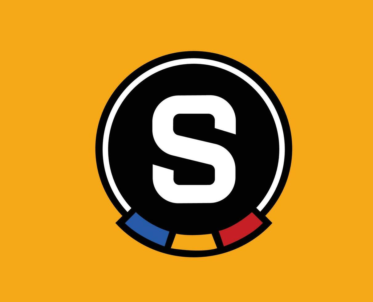 C.A Esparta Praga logo club símbolo checo república liga fútbol americano resumen diseño vector ilustración con amarillo antecedentes