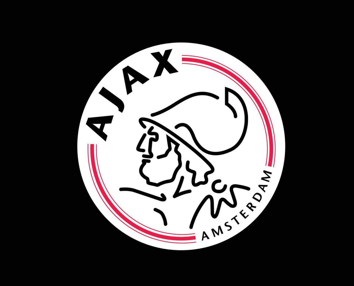 Ajax Amsterdam Club Logo Symbol Netherlands Eredivisie League Football Abstract Design Vector Illustration With Black Background