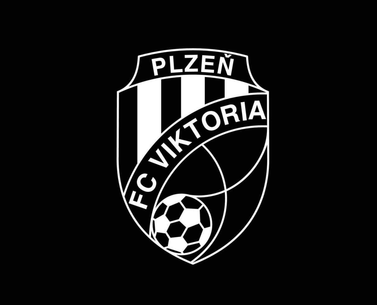 fc victoria plzen club logo símbolo blanco checo república liga fútbol americano resumen diseño vector ilustración con negro antecedentes