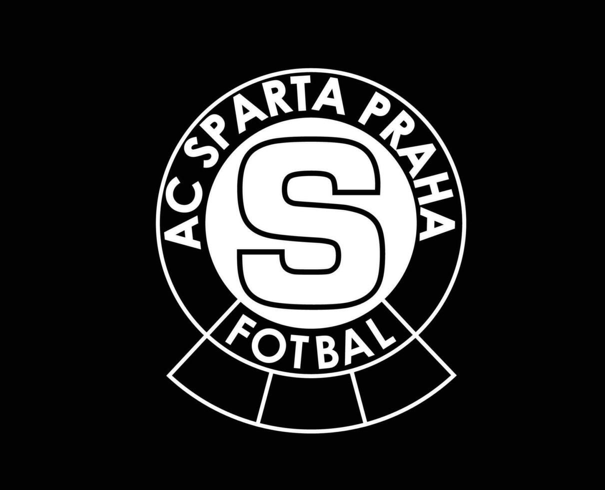 Sparta Prague Club Symbol Logo White Czech Republic League Football Abstract Design Vector Illustration With Black Background