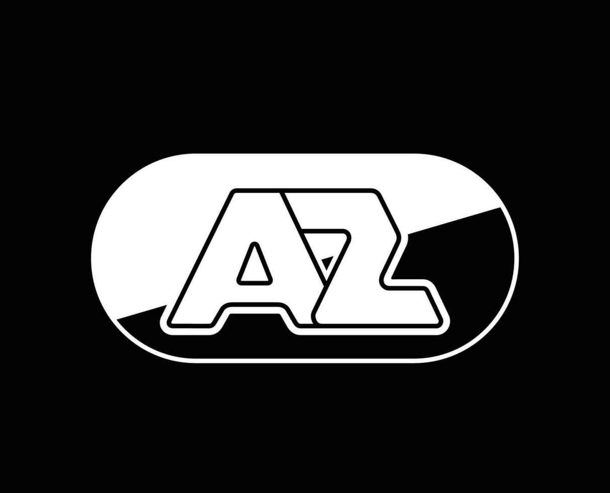 AZ Alkmaar Club Logo Symbol White Netherlands Eredivisie League Football Abstract Design Vector Illustration With Black Background
