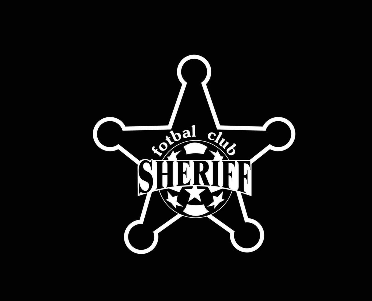 FC Sheriff Tiraspol Club Symbol Logo White Moldova League Football Abstract Design Vector Illustration With Black Background