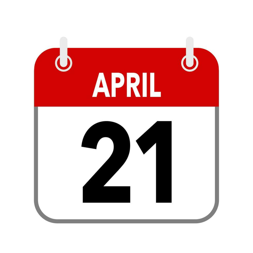 21 abril, calendario fecha icono en blanco antecedentes. vector