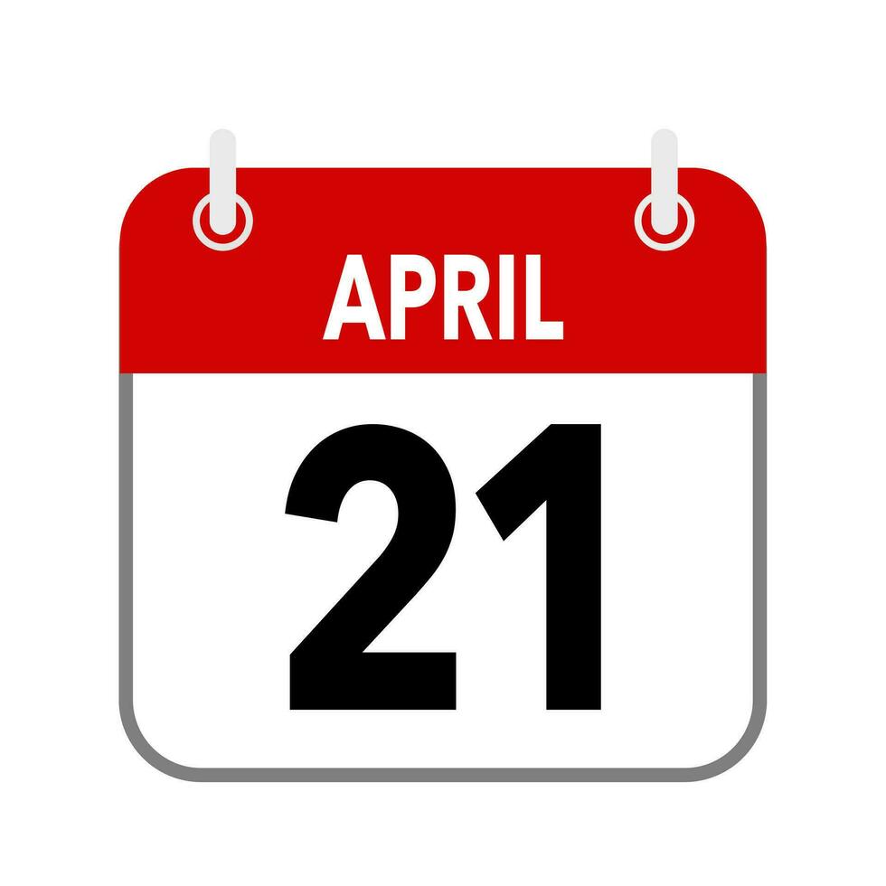21 April, calendar date icon on white background. vector