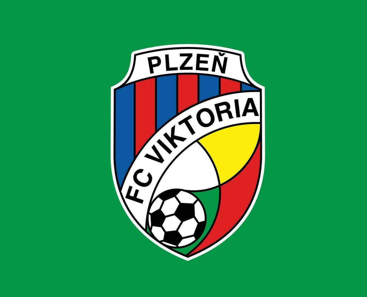 FC Viktoria Plzen Club Logo Symbol Czech Republic League Football Abstract Design Vector Illustration With Green Background