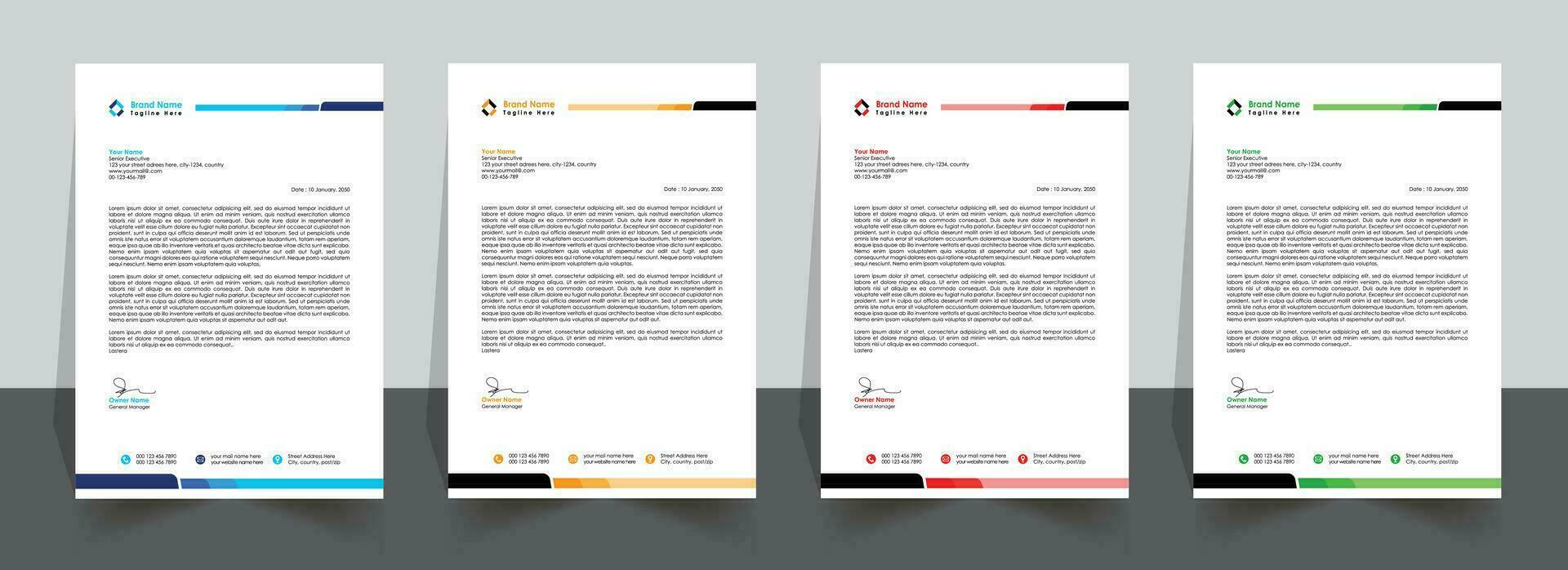 corporate modern letterhead bundle design template. creative modern letterhead design for your project. Printable A4 size, letterhead, letter head, Business letterhead vector