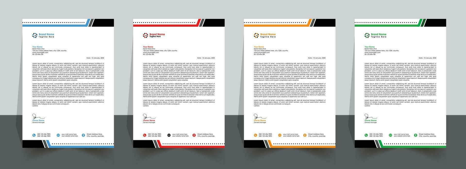 corporate modern letterhead bundle design template. creative modern letterhead design for your project. Printable A4 size, letterhead, letter head, Business letterhead vector