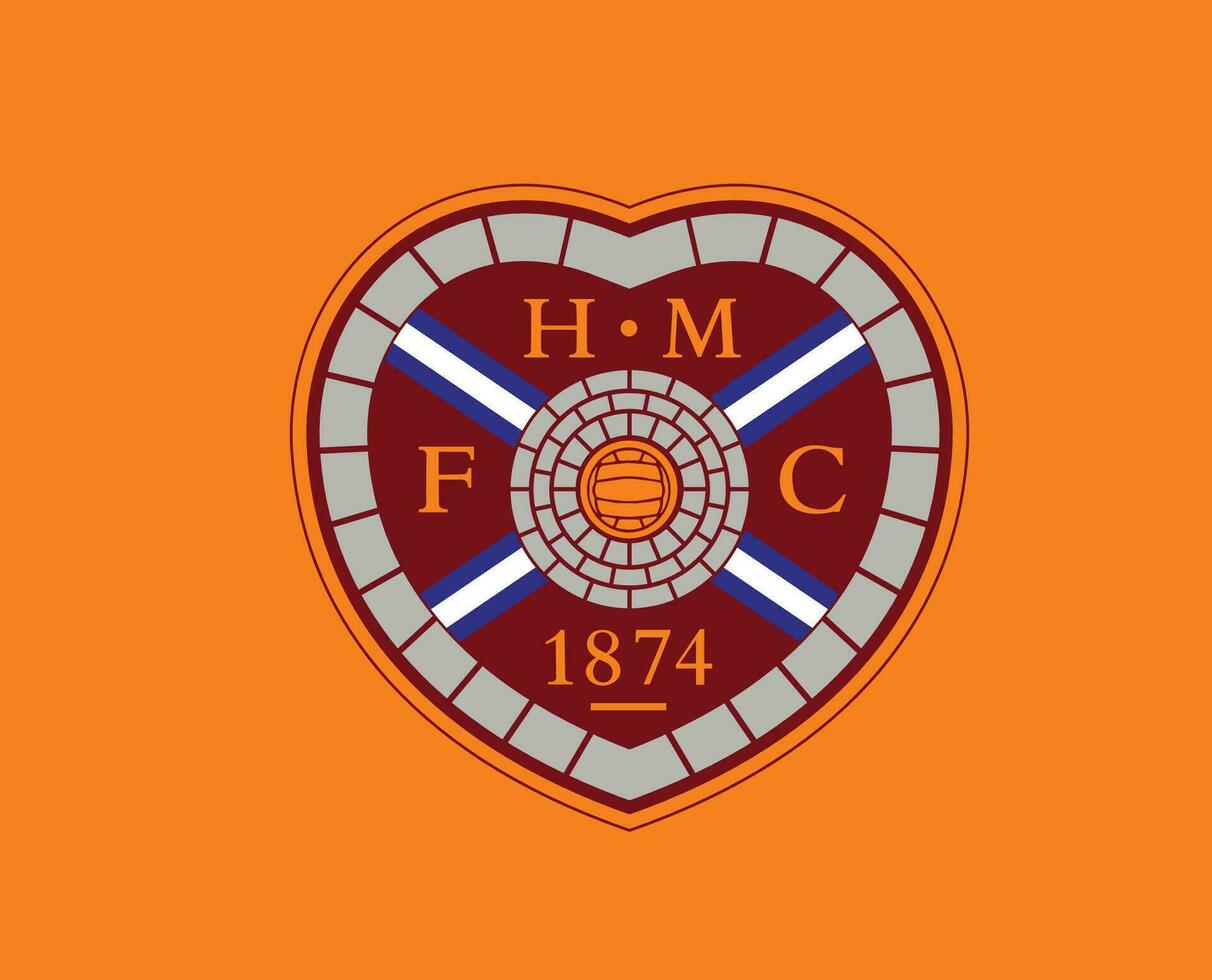 Heart of Midlothian FC Club Logo Symbol Scotland League Football Abstract Design Vector Illustration With Orange Background