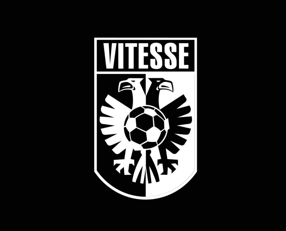 Vitesse Arnhem Club Symbol Logo White Netherlands Eredivisie League Football Abstract Design Vector Illustration With Black Background