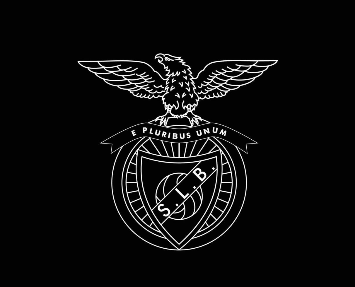 Benfica Club Symbol Logo White Portugal League Football Abstract Design Vector Illustration With Black Background