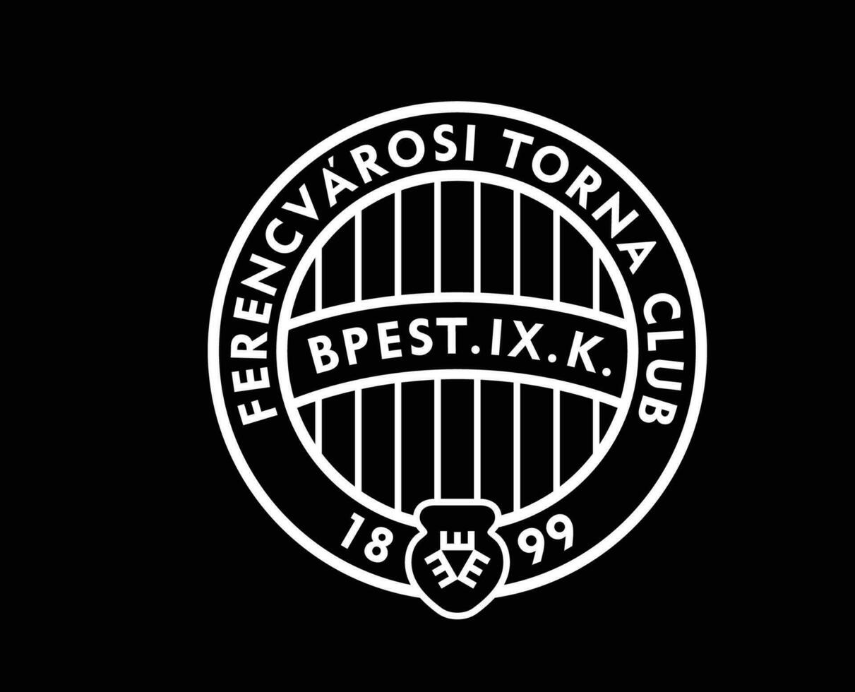 Ferencvarosi TC Symbol Club Logo White Hungary League Football Abstract Design Vector Illustration With Black Background