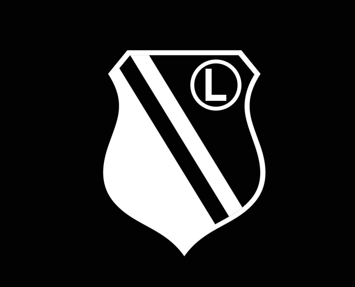 Legia Warszawa Club Symbol Logo White Poland League Football Abstract Design Vector Illustration With Black Background