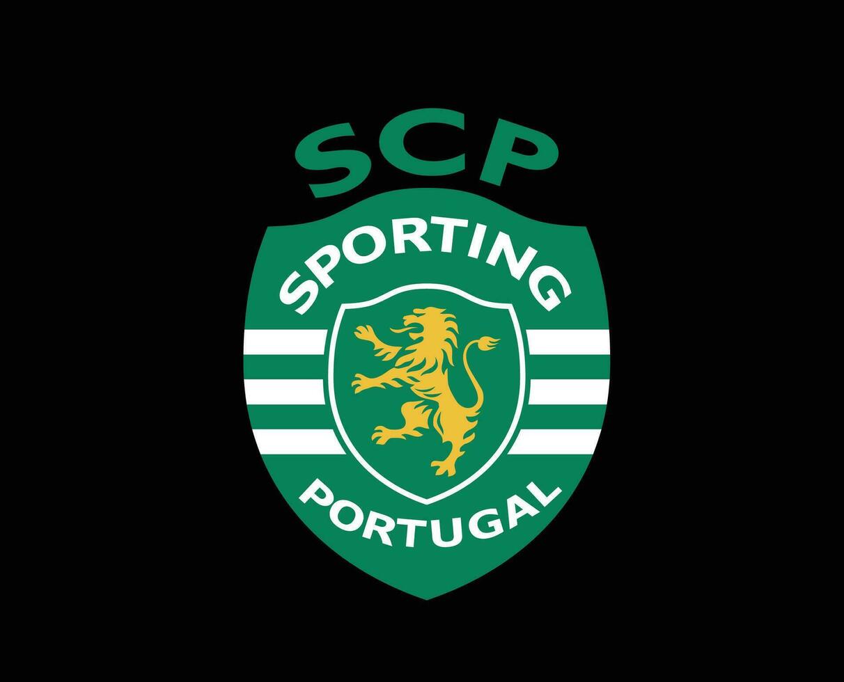 Sporting CP Club Logo Symbol Portugal League Football Abstract Design Vector Illustration With Black Background