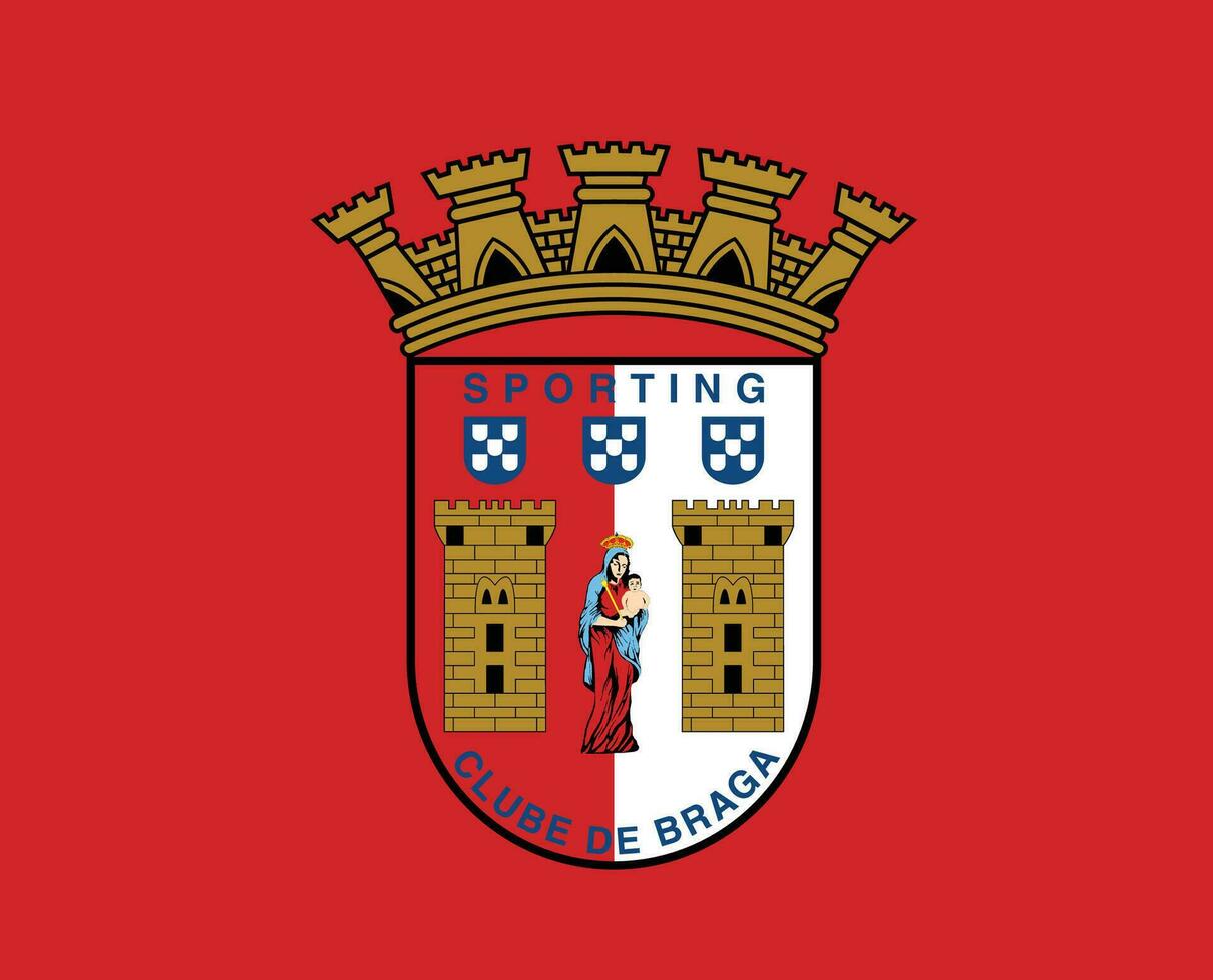 deportivo braga club logo símbolo Portugal liga fútbol americano resumen diseño vector ilustración con rojo antecedentes