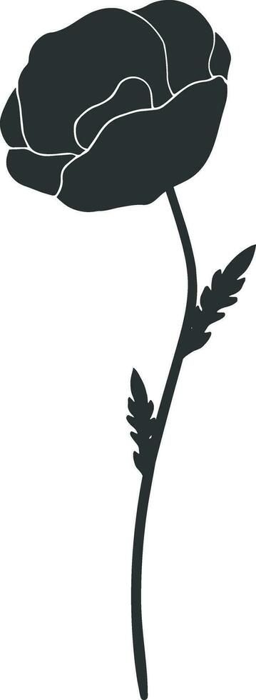 Poppy flower outline isolated on a white background. Vector illustration
