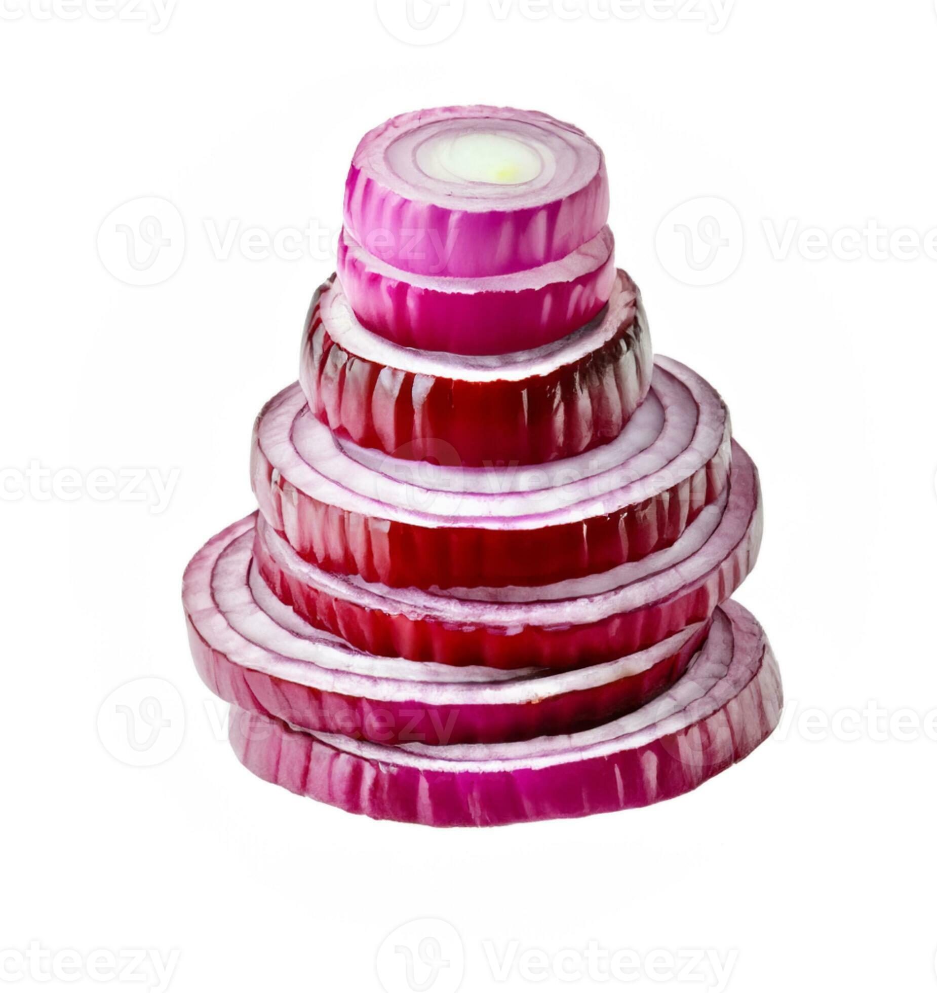 sliced red onion rings isolated on white background 30738504 Stock