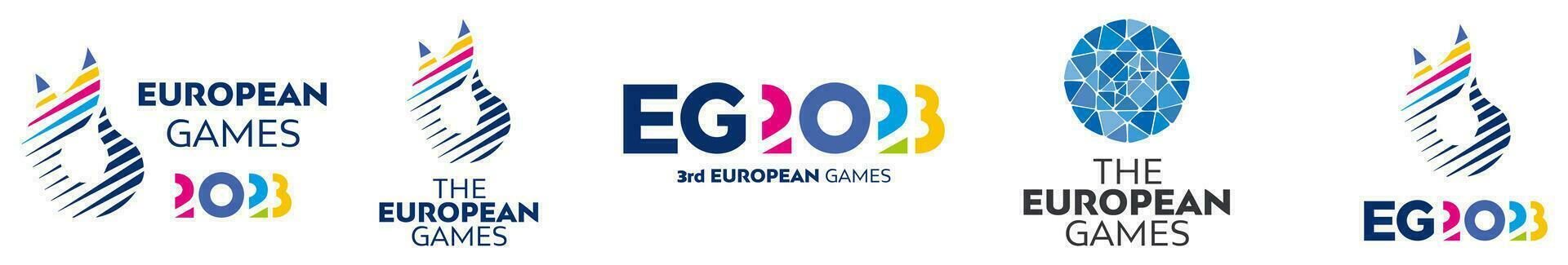 Official Logos of 3rd European Games. EG2023 logo - international sporting event take place in Krakow Poland provide qualification opportunities for 2024 Summer Olympics vector