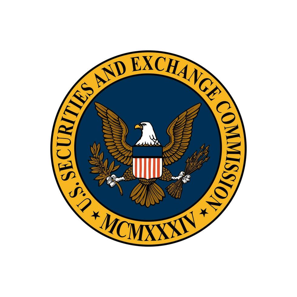 United States Securities and Exchange commission logo isolated on white background. SEC is an independent agency created in the aftermath of the Wall Street Crash of 1929 vector