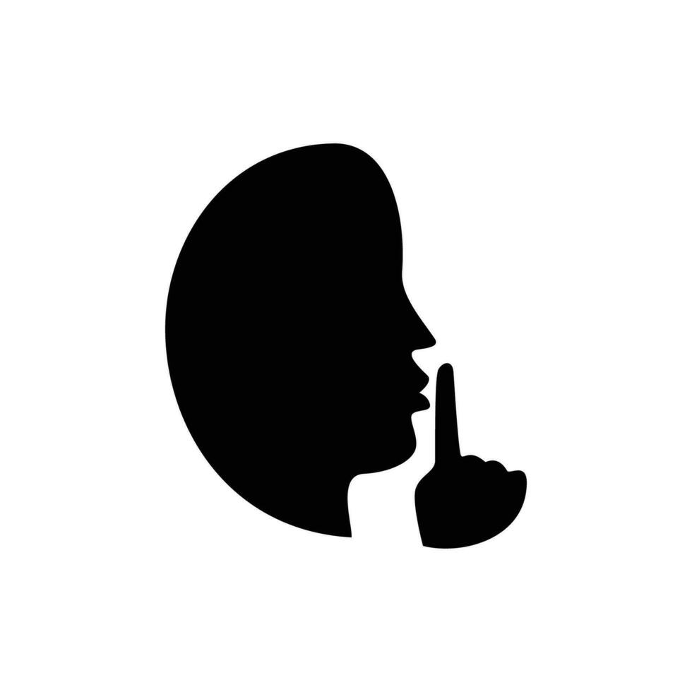 silence silhouette. quite finger gesture sign and symbol. vector