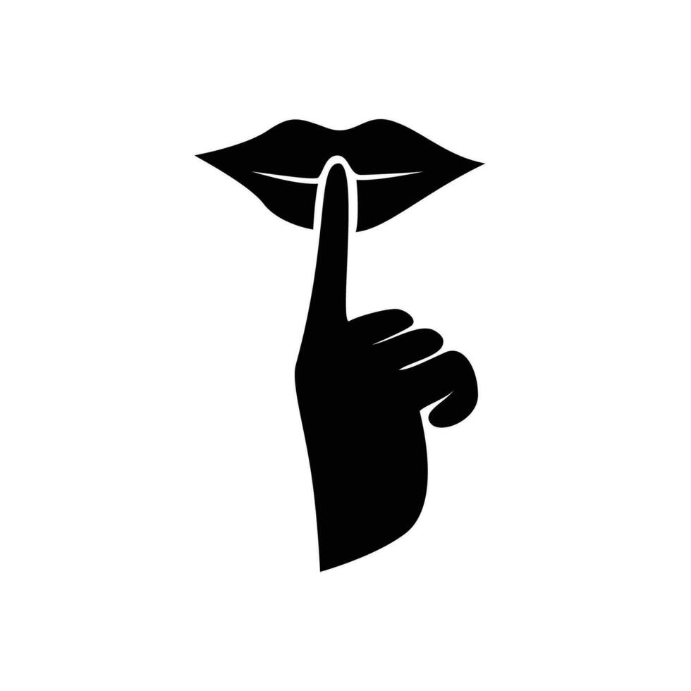 silence silhouette. quite finger gesture sign and symbol. vector