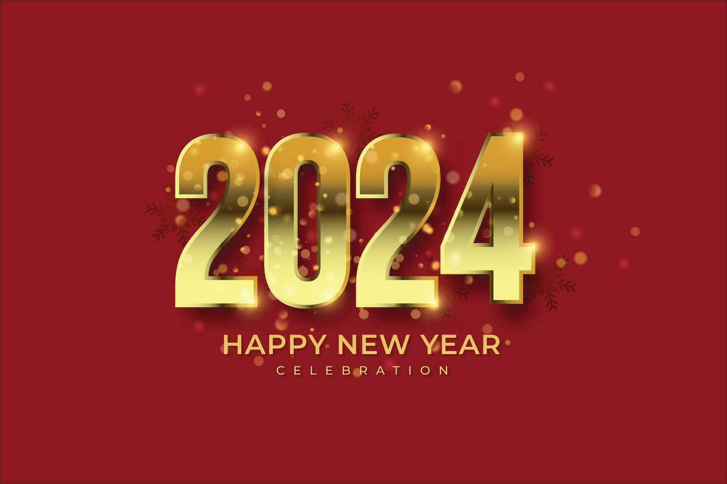 Happy New Year 2024. Golden 3D numbers with gold confetti and white style on elegant Background vector