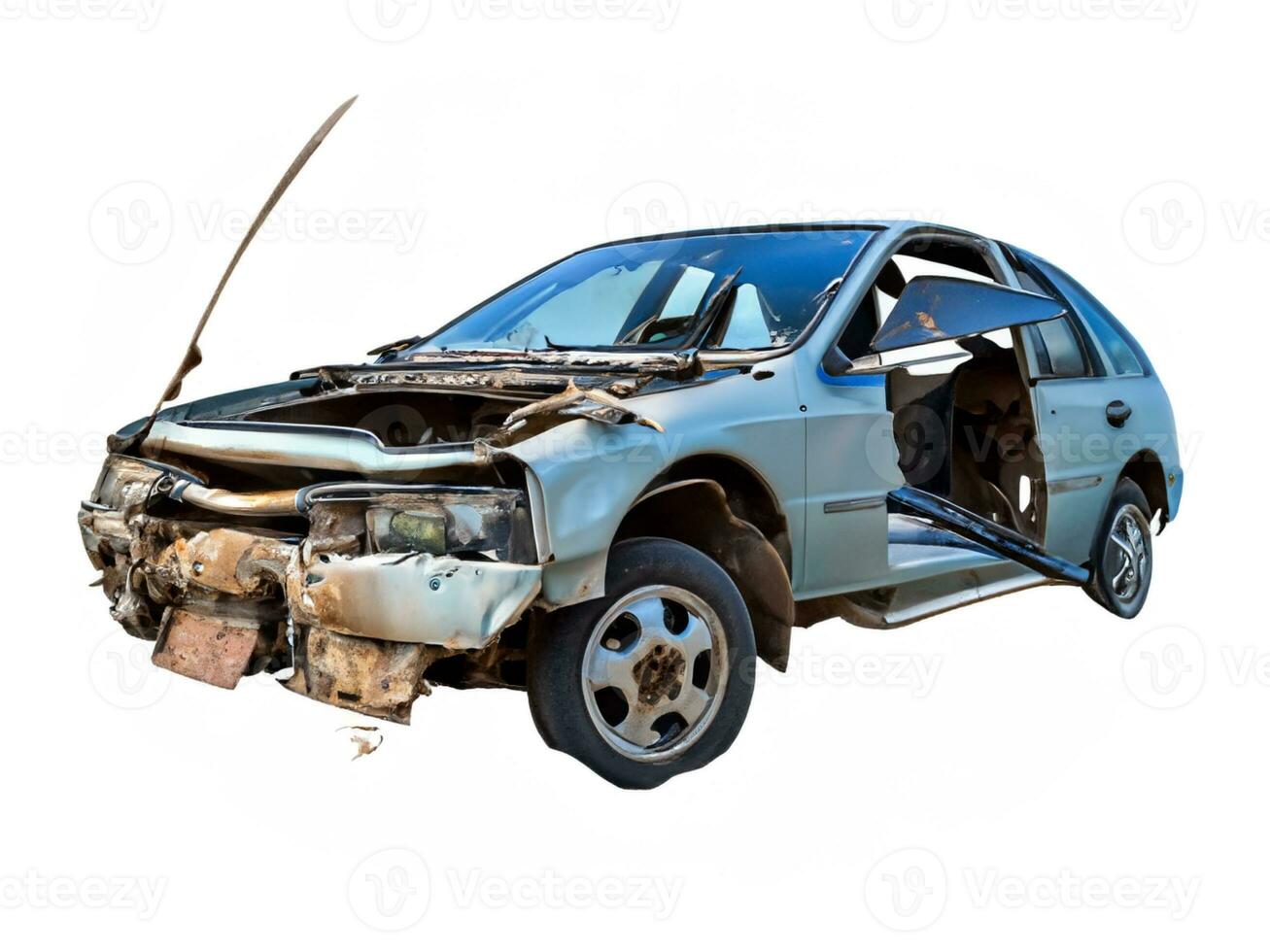 the car is broken on white background photo