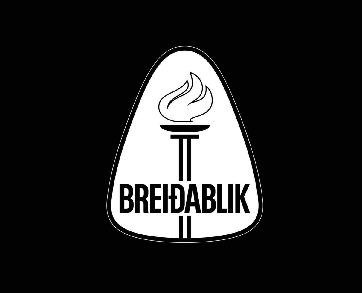 Breidablik Kopavogur Club Logo Symbol White Iceland League Football Abstract Design Vector Illustration With Black Background