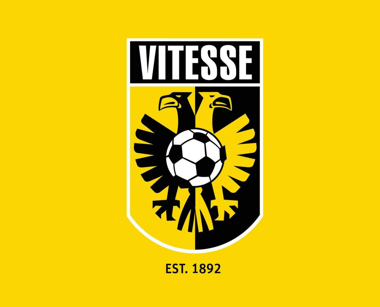 Vitesse Arnhem Club Symbol Logo Netherlands Eredivisie League Football Abstract Design Vector Illustration With Yellow Background