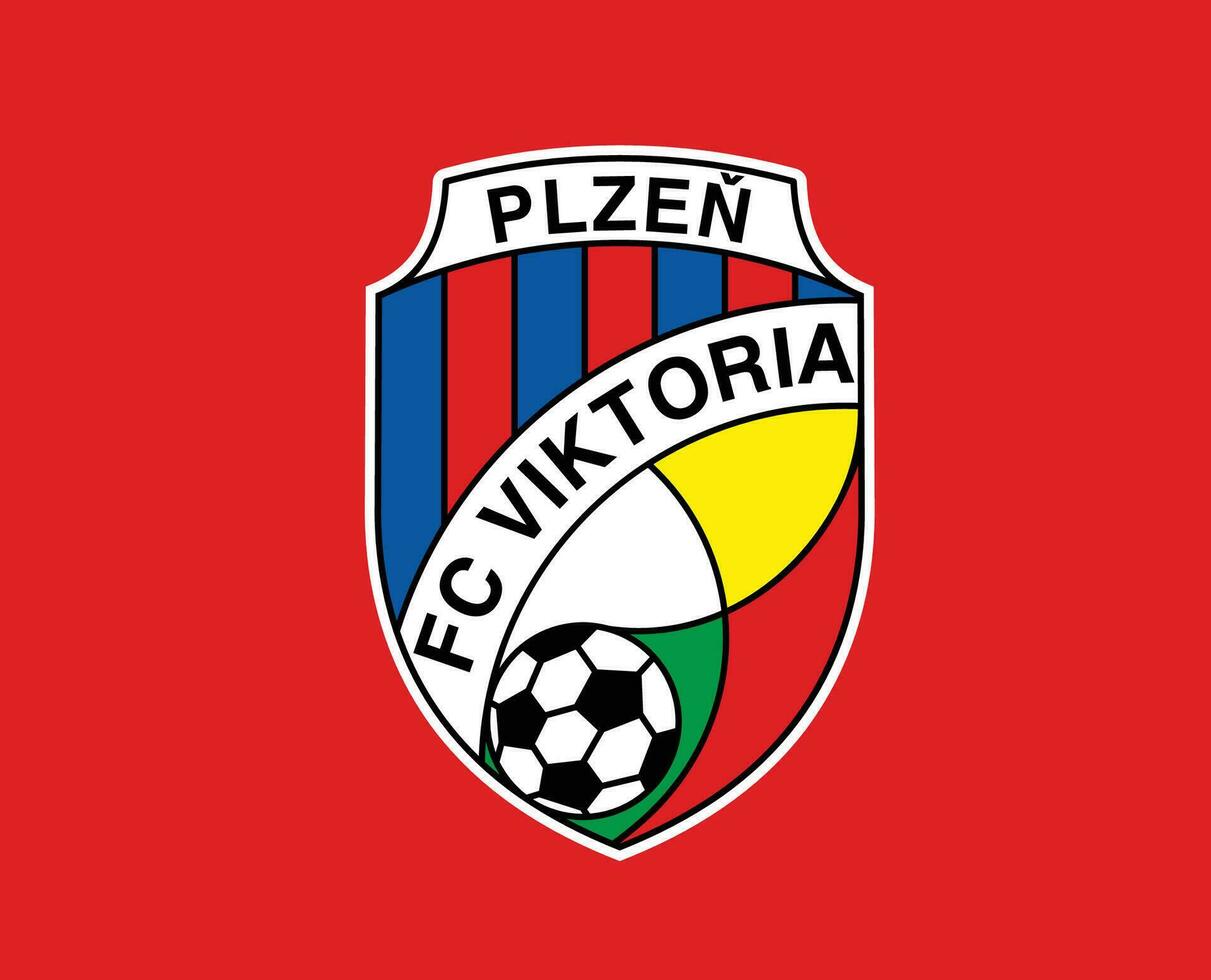 FC Viktoria Plzen Club Logo Symbol Czech Republic League Football Abstract Design Vector Illustration With Red Background
